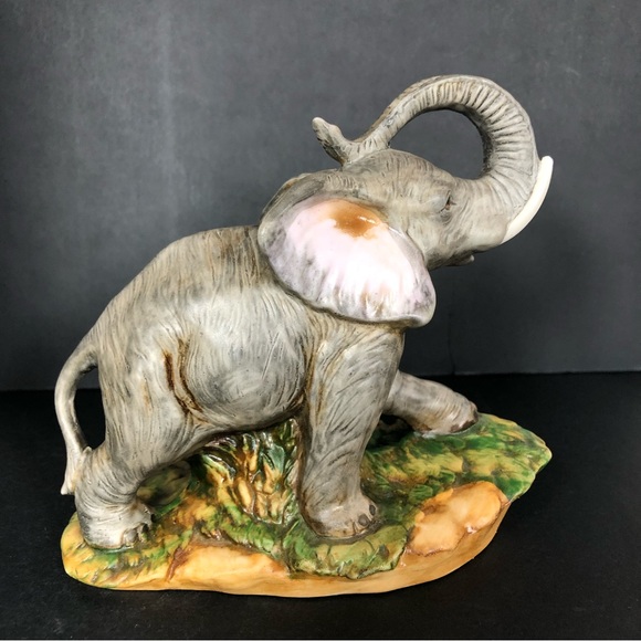 Vintage Homco Realistic Ceramic Elephant & Baby Hand-Painted Cottagecore African - Picture 4 of 12
